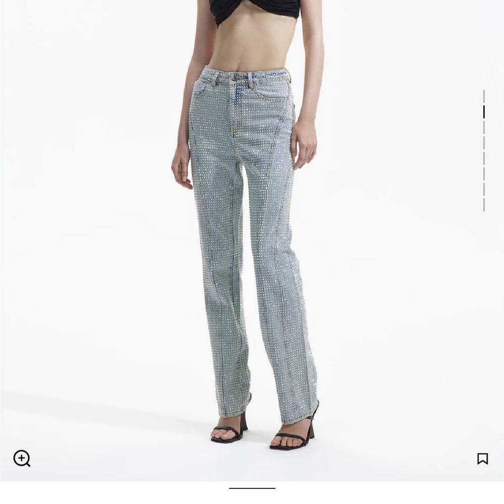 Self-Portrait Blue Straight Leg Jeans